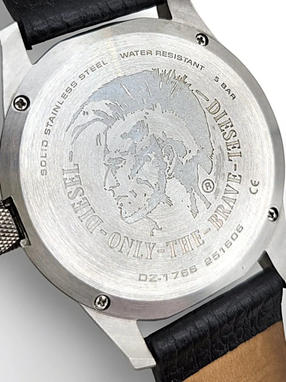 Diesel Rasp DZ1766 Men’s Black Leather Oversized Watch